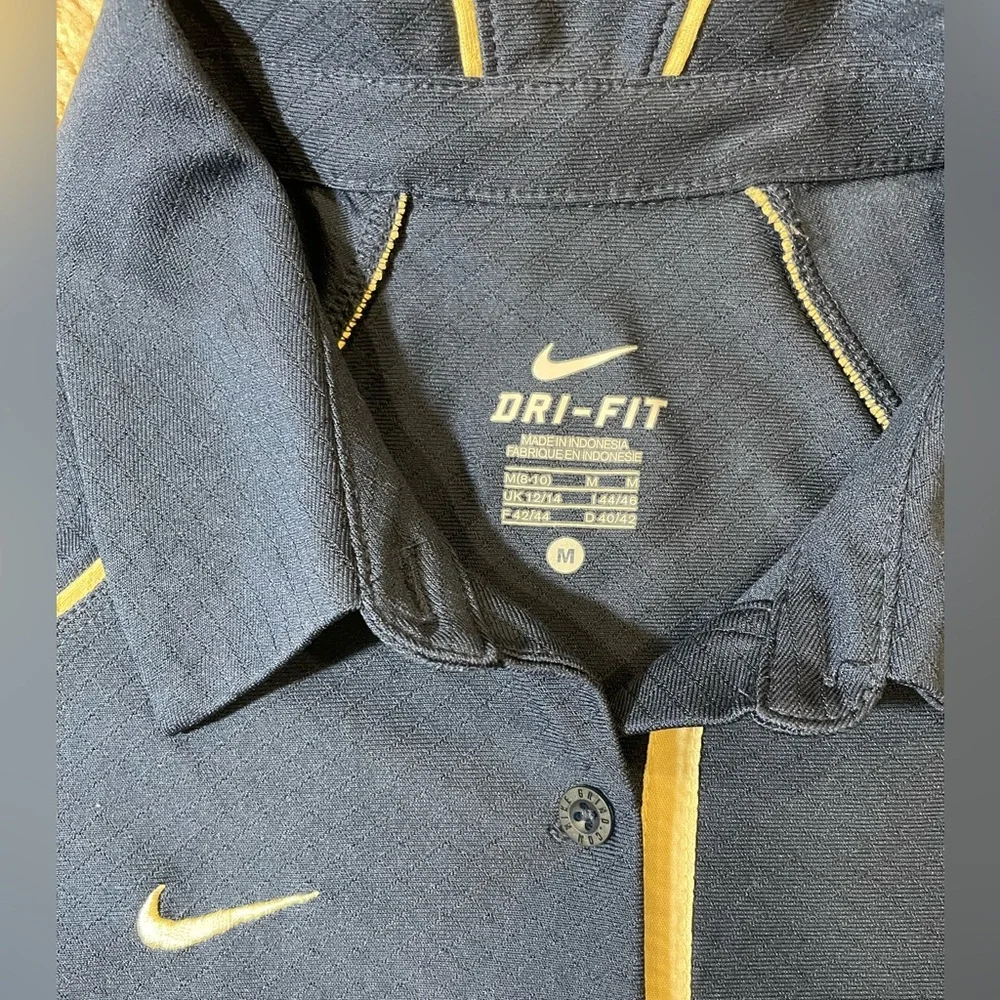 Nike Women’s Dri-FIT Polo Shirt Navy with Light Yellow Trim